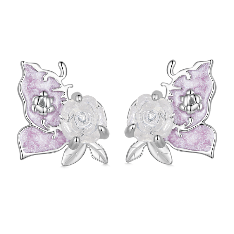 Gnoce Magical Color-changing Rose Butterfly Stud Earrings_1