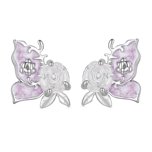 Gnoce Magical Color-changing Rose Butterfly Stud Earrings_1