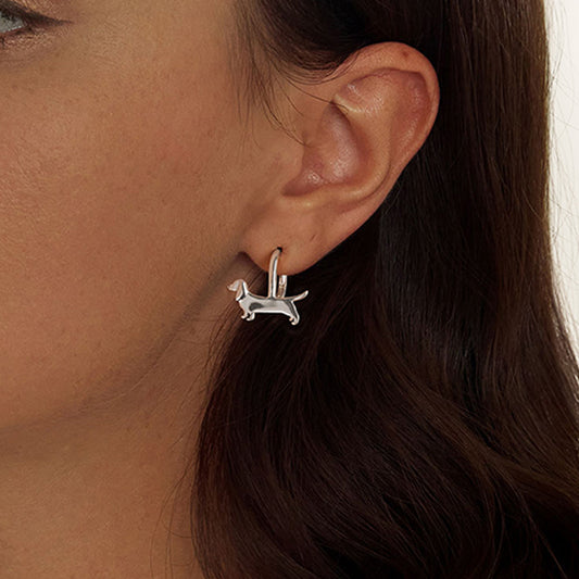 Gnoce Cute Dachshund Dog Hoop Earrings_5