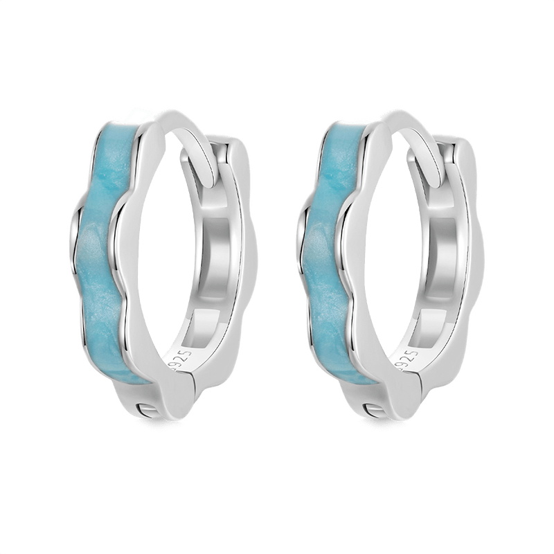 Gnoce Blue Wavy Geometric Hoop Earrings_1
