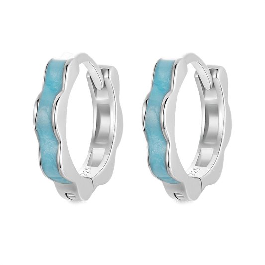 Gnoce Blue Wavy Geometric Hoop Earrings_1
