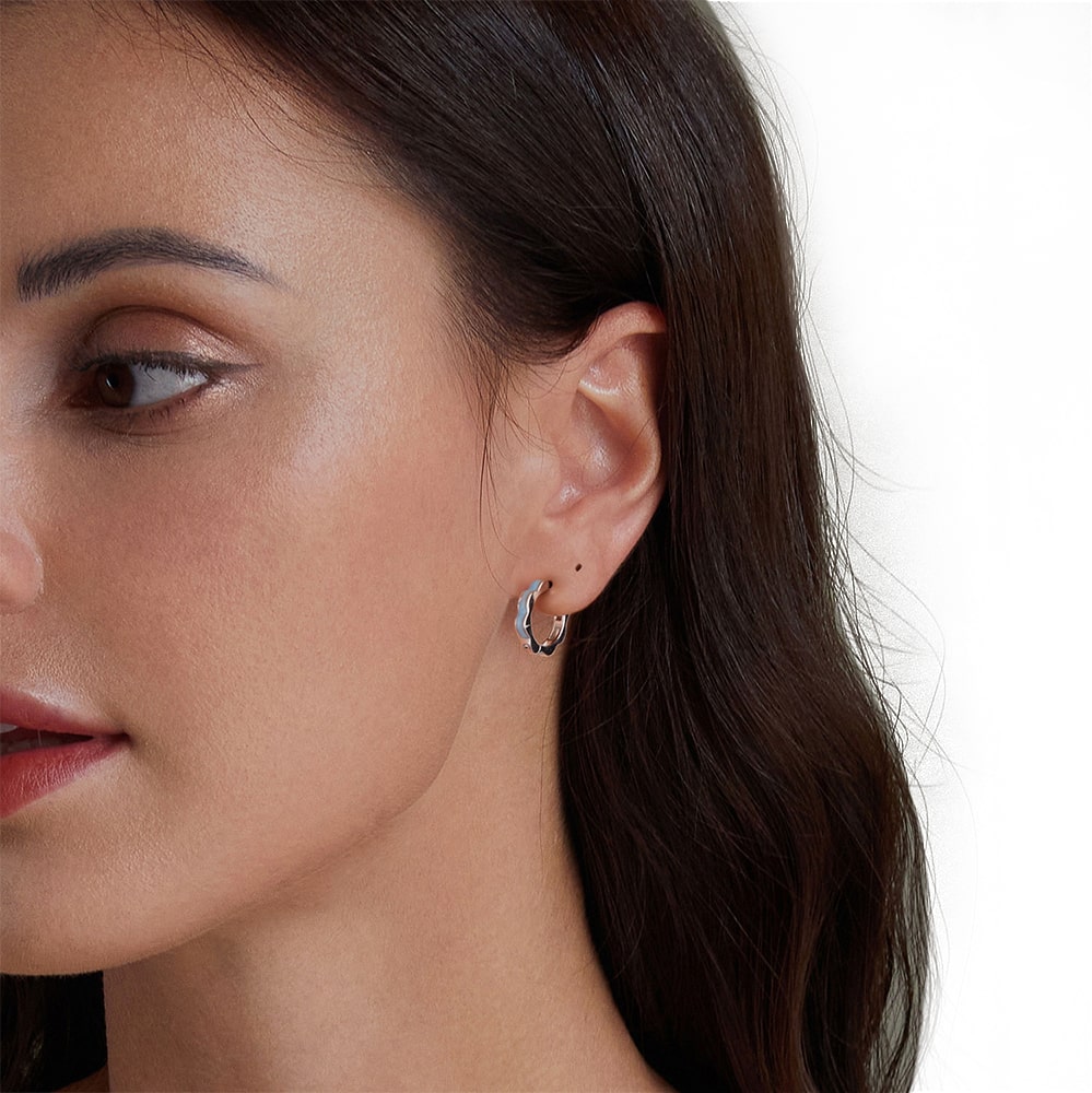Gnoce Blue Wavy Geometric Hoop Earrings_4
