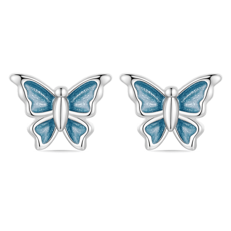 Gnoce Dainty Blue Butterfly Stud Earrings_1