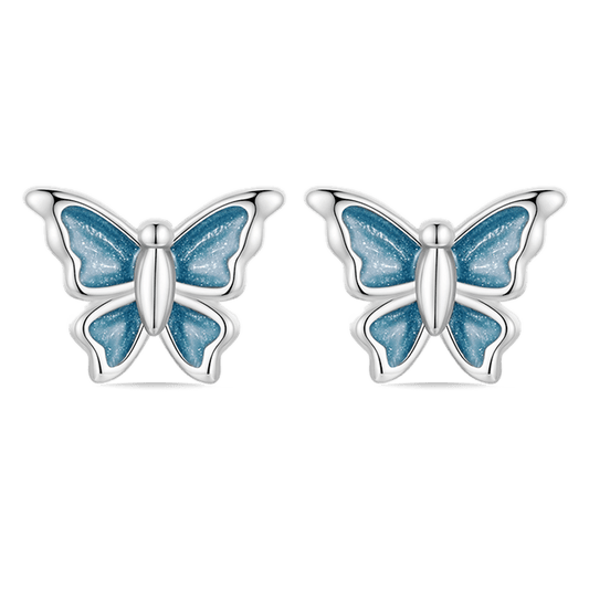 Gnoce Dainty Blue Butterfly Stud Earrings_1