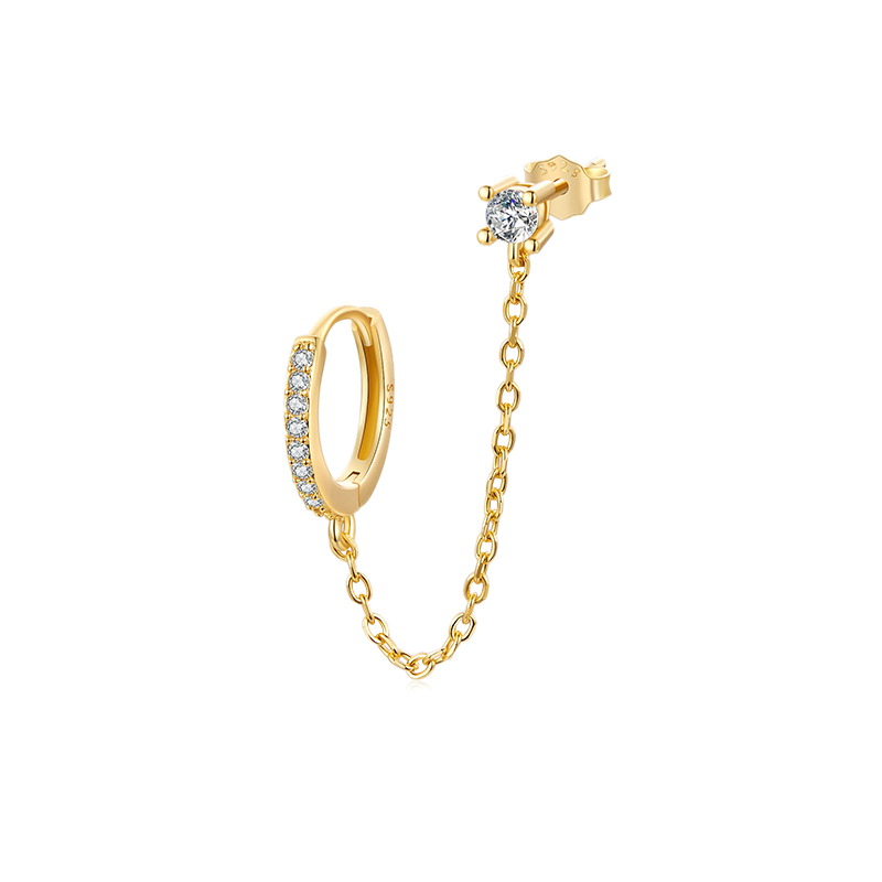 Gnoce Chain Threader Gold Hoop Earrings_1