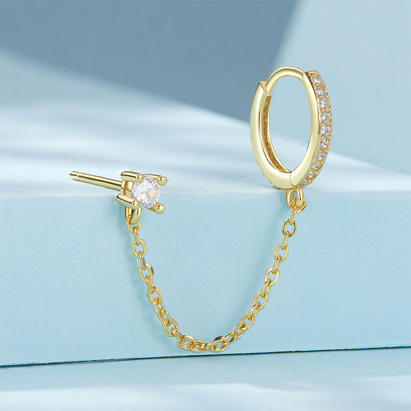 Gnoce Chain Threader Gold Hoop Earrings_3