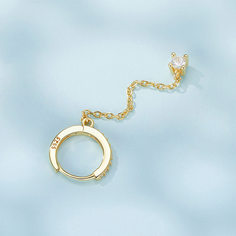 Gnoce Chain Threader Gold Hoop Earrings_5