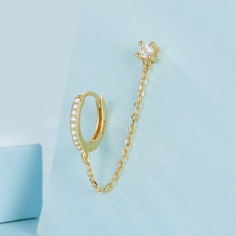 Gnoce Chain Threader Gold Hoop Earrings_4