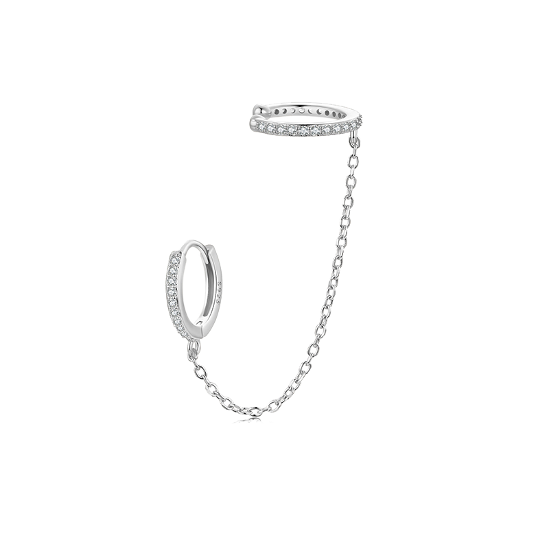 Gnoce Ear Cuff Chain Threader Hoop Earrings_1