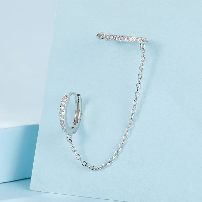 Gnoce Ear Cuff Chain Threader Hoop Earrings_4