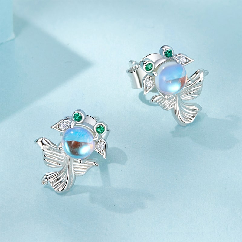 Gnoce Goldfish Moonstone Stud Earrings_3