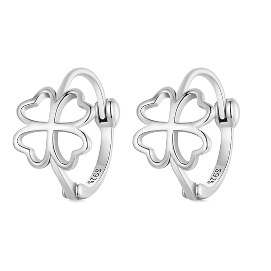 Gnoce Carved Four Leaf Clover Hoop Earrings_1
