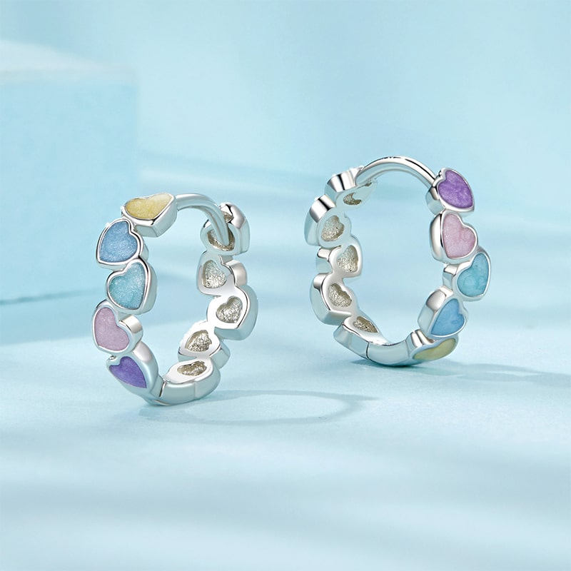 Gnoce Multicolor Heart Hoop Earrings_2