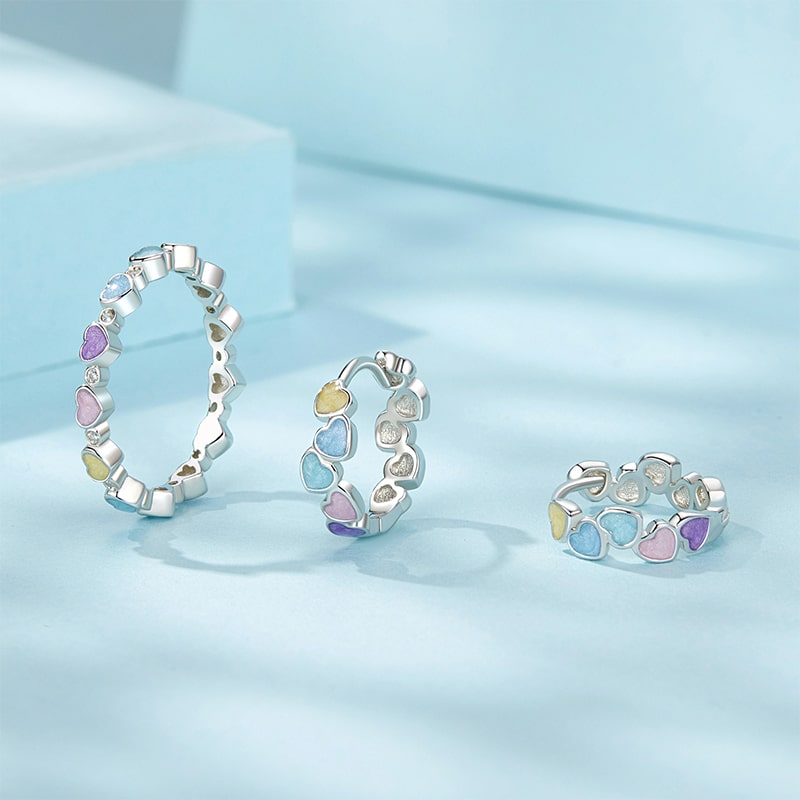Gnoce Multicolor Heart Hoop Earrings_3