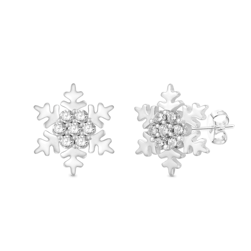 Gnoce Sparkling Snowflake Stud Earrings_2
