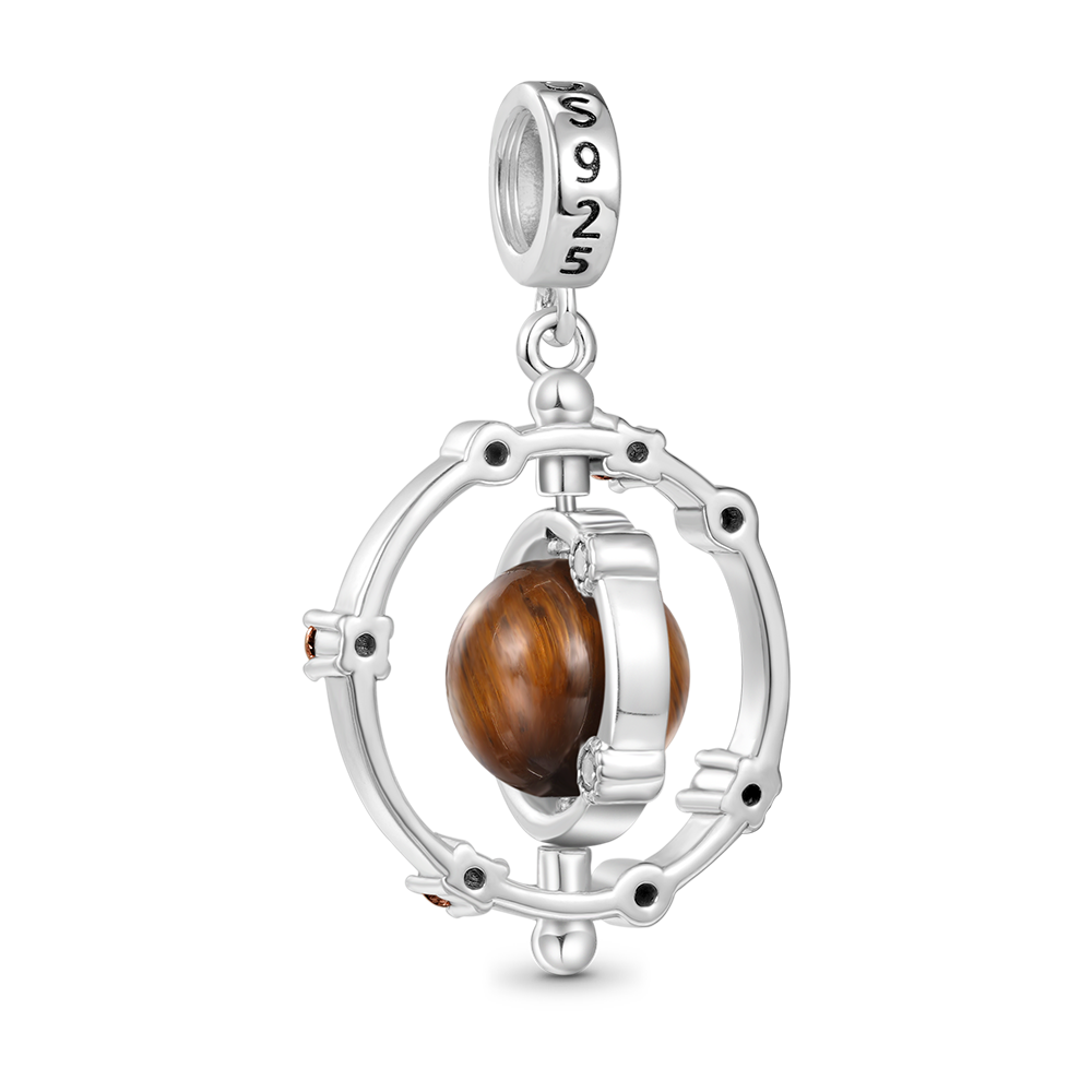 Gnoce Rotatable Natural Stone Tigereye Galaxy Pendant Dangle Charm_2