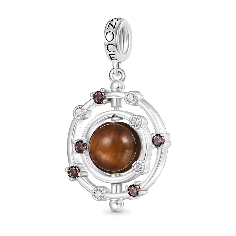 Gnoce Rotatable Natural Stone Tigereye Galaxy Pendant Dangle Charm_1