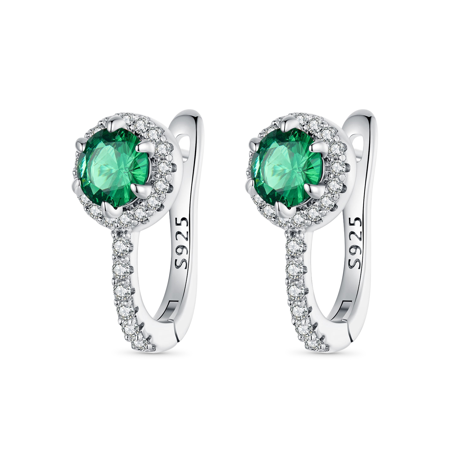Gnoce Elegant Emerald U-shaped Hoop Earrings_1