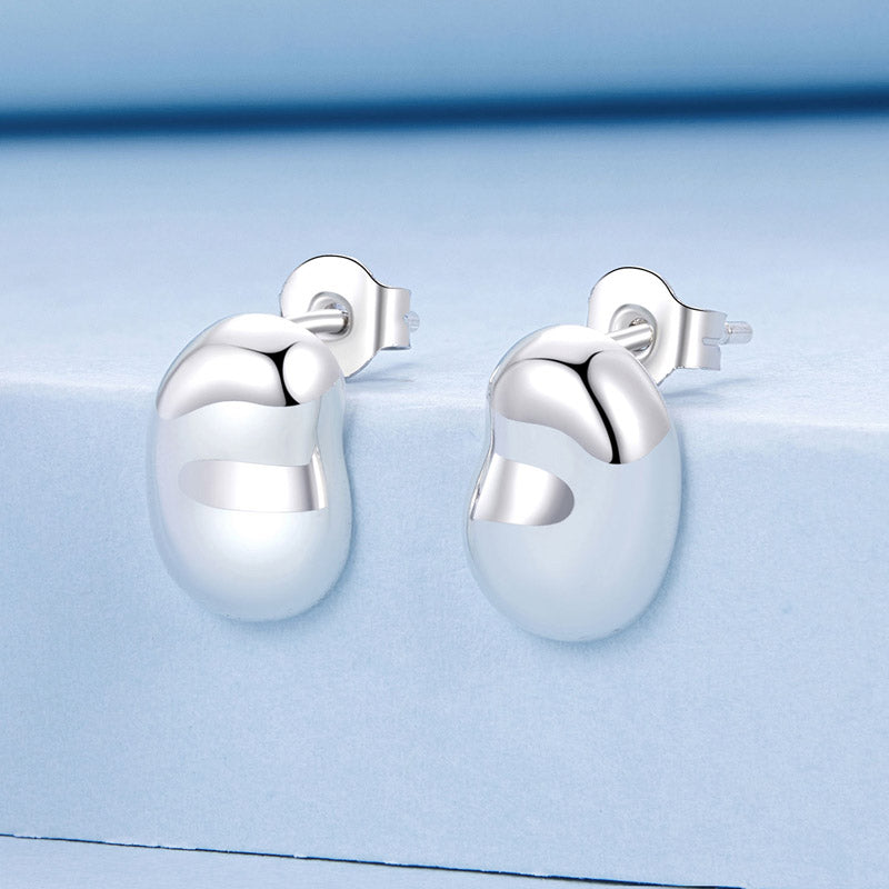 Gnoce Simple Bean Stud Earring_2