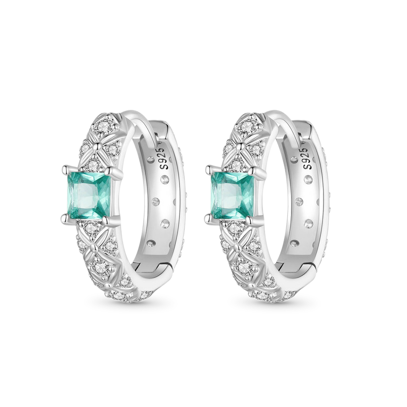 Gnoce Green Argyle Hoop Earrings_1