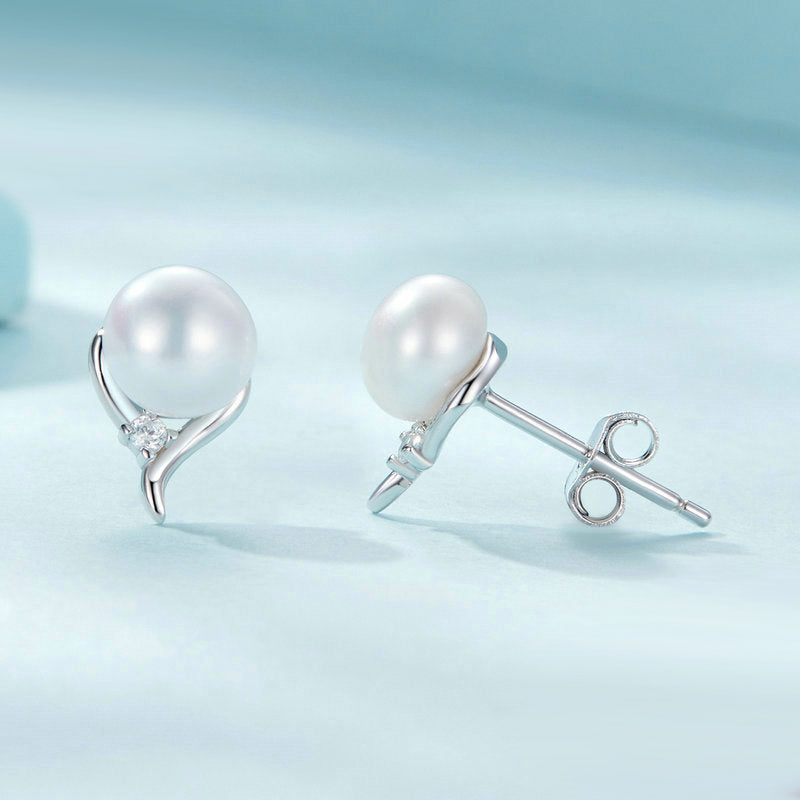Gnoce Natural Freshwater Pearl Stud Earrings_3
