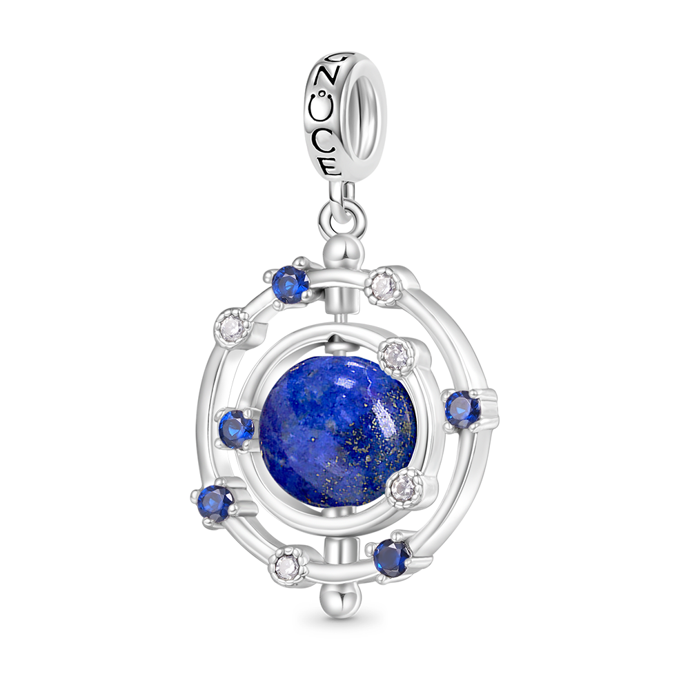 Gnoce Rotatable Natural Lapis Lazuli Galaxy Pendant Dangle Charm_1