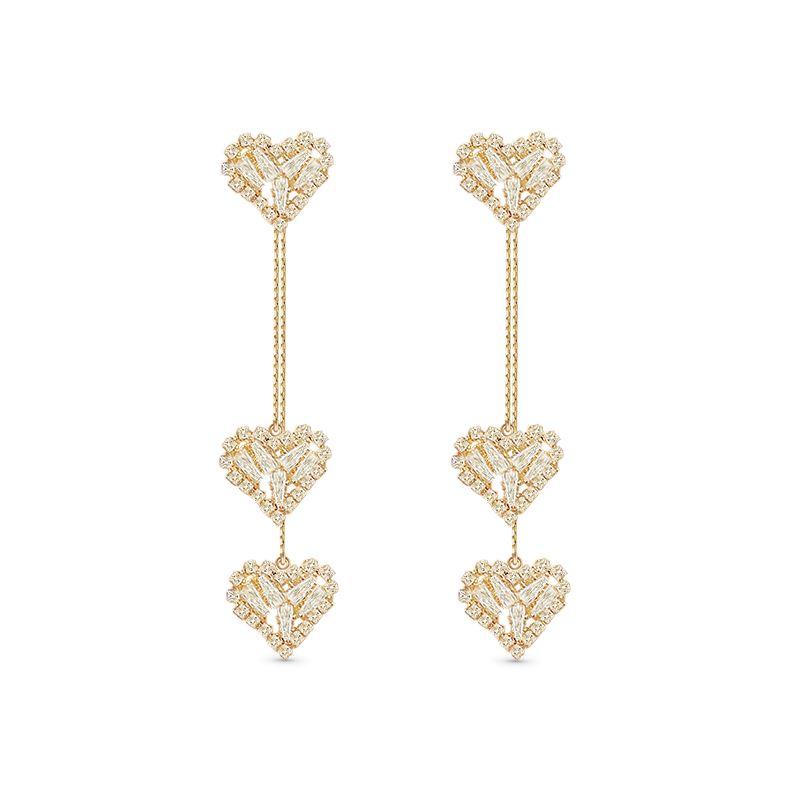 Gnoce Long Tassel Heart Crystal Dangle Earrings_1