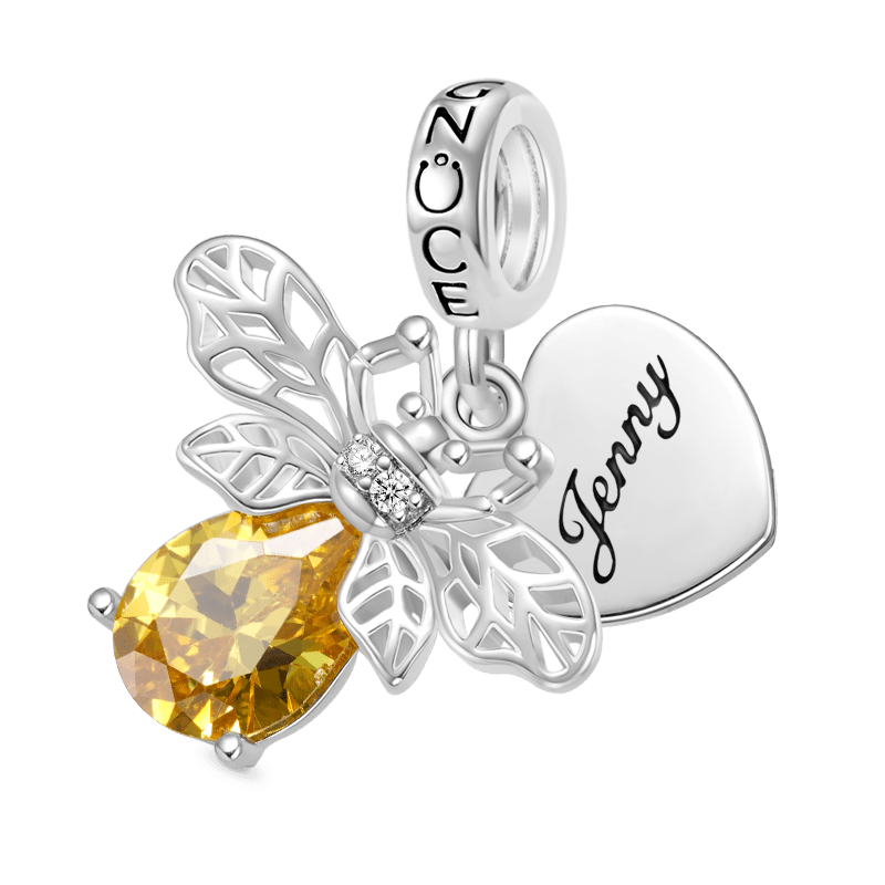 Gnoce Engravable Insect Series Bee Heart Pendant Dangle Charm_1