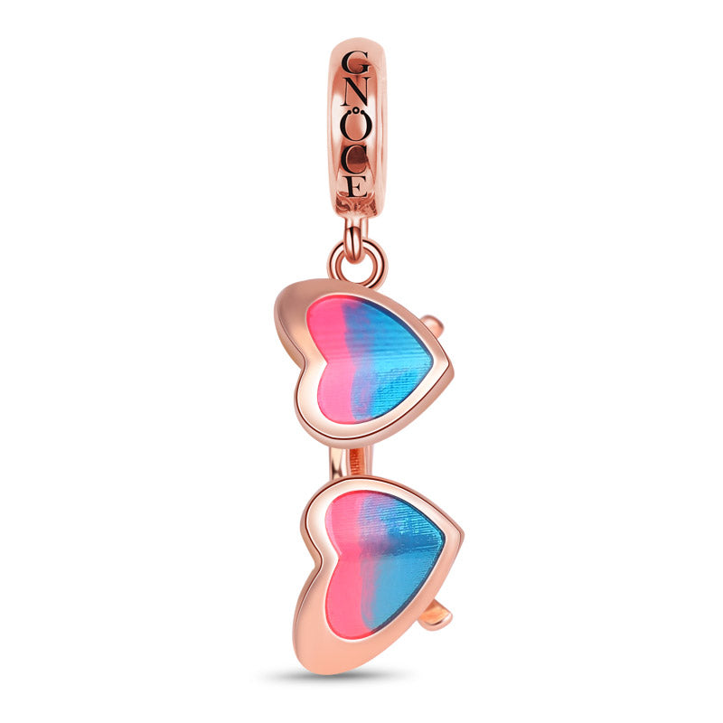 Gnoce "Summer Rainbow" Sunglasses Charm Bead Pendant Rose Gold Plated 925 Sterling Silver_2