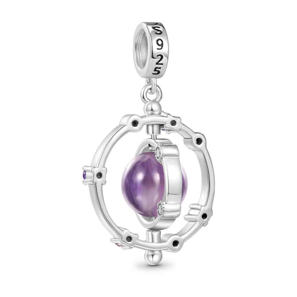 Gnoce Rotatable Natural Amethyst Galaxy Pendant Dangle Charm_2