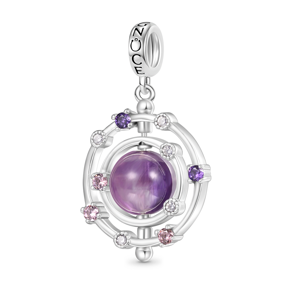 Gnoce Rotatable Natural Amethyst Galaxy Pendant Dangle Charm_1