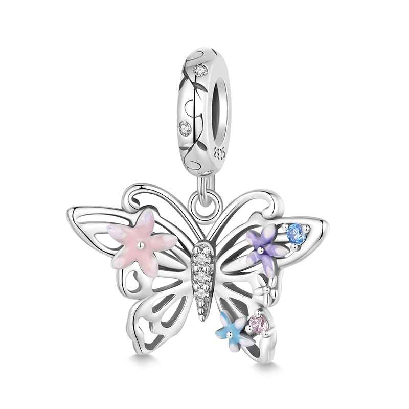 Gnoce Flower Butterfly Pendant Dangle Charm_1