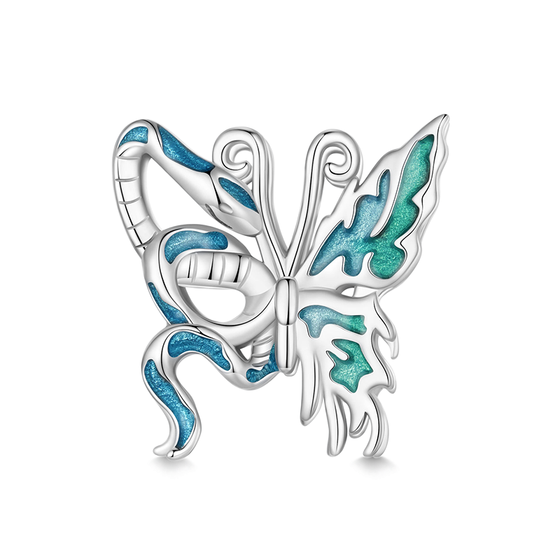 Gnoce Blue Asymmetrical Snake Butterfly Charm_1