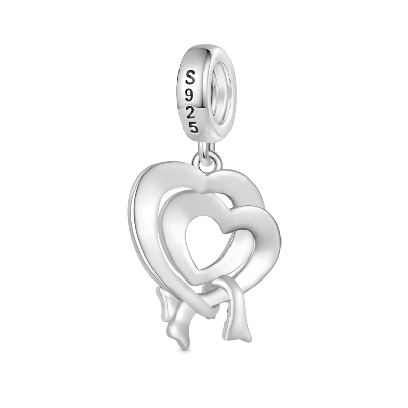 Gnoce Engravable Name Double Love Heart Pendant Dangle Charm_3