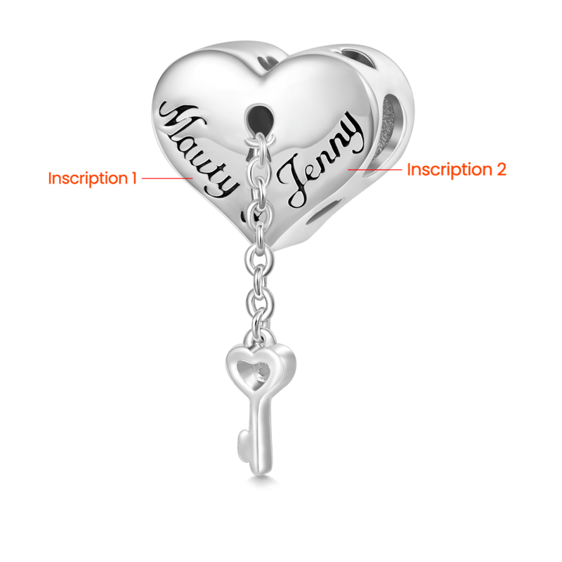 Gnoce Engravable Heart Lock Key Mood Charm_3