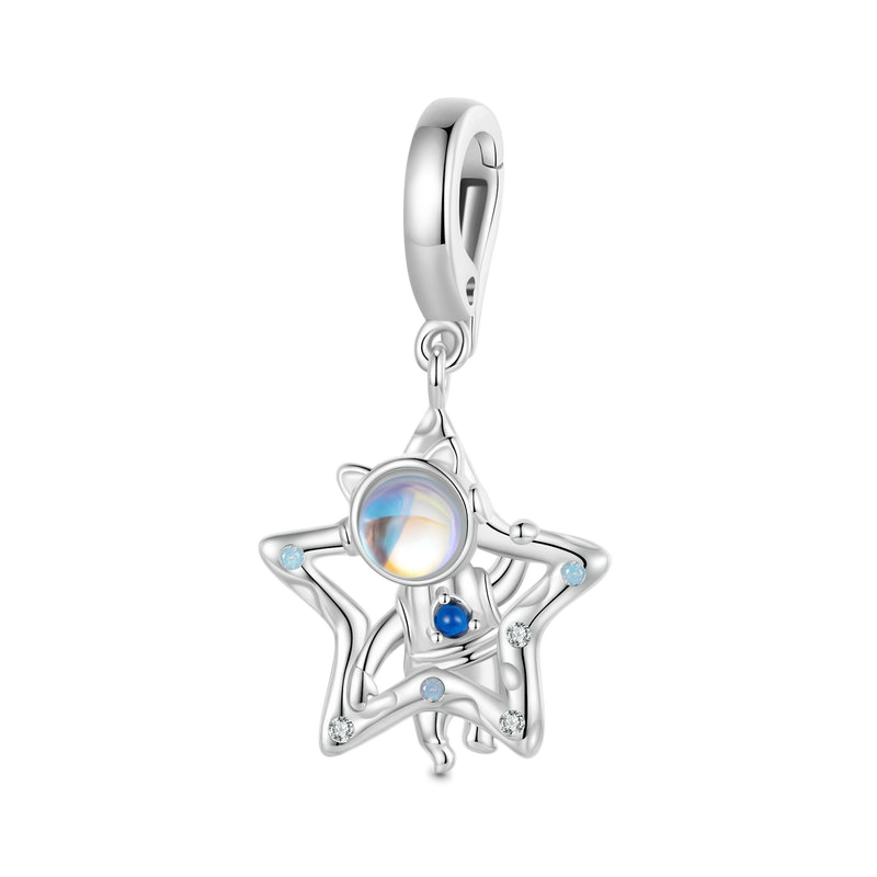 Gnoce Silver Astronaut Star Pendant Dangle Charm_1