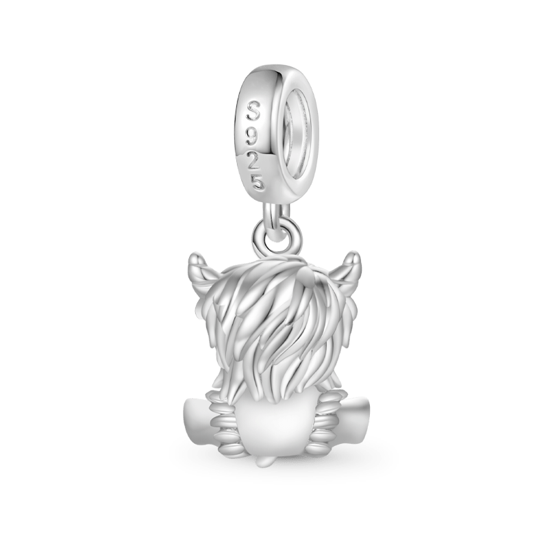 Gnoce Highland Cow Embraces Heart Birthstone Pendant Dangle Charm_2