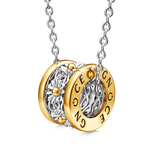 Gnoce Daisy Flower Pendant Necklace 18K Gold Plated_1