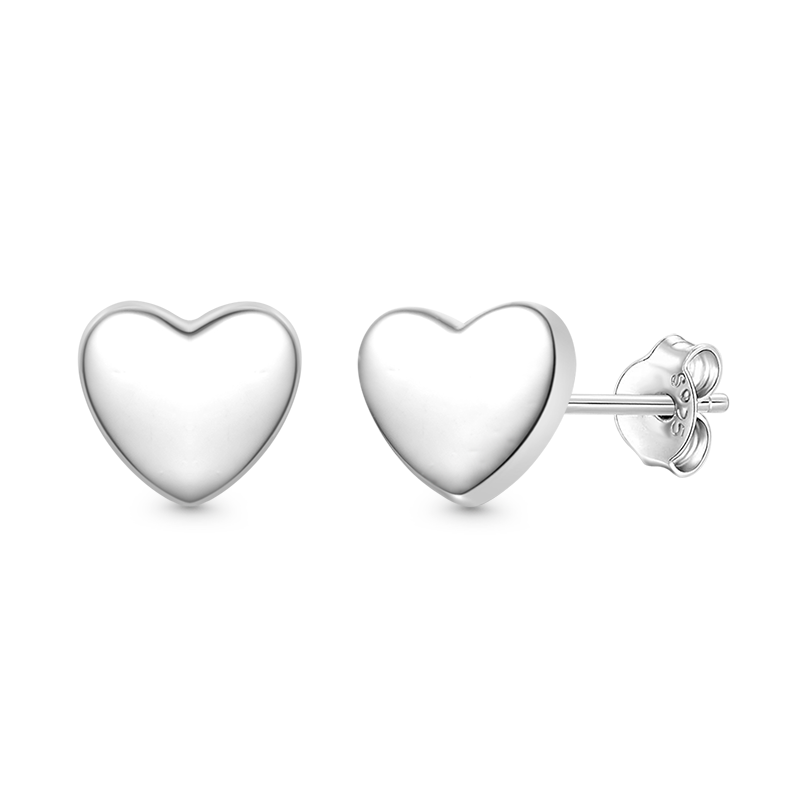 Gnoce Silver Minimalist Heart Stud Earrings_1