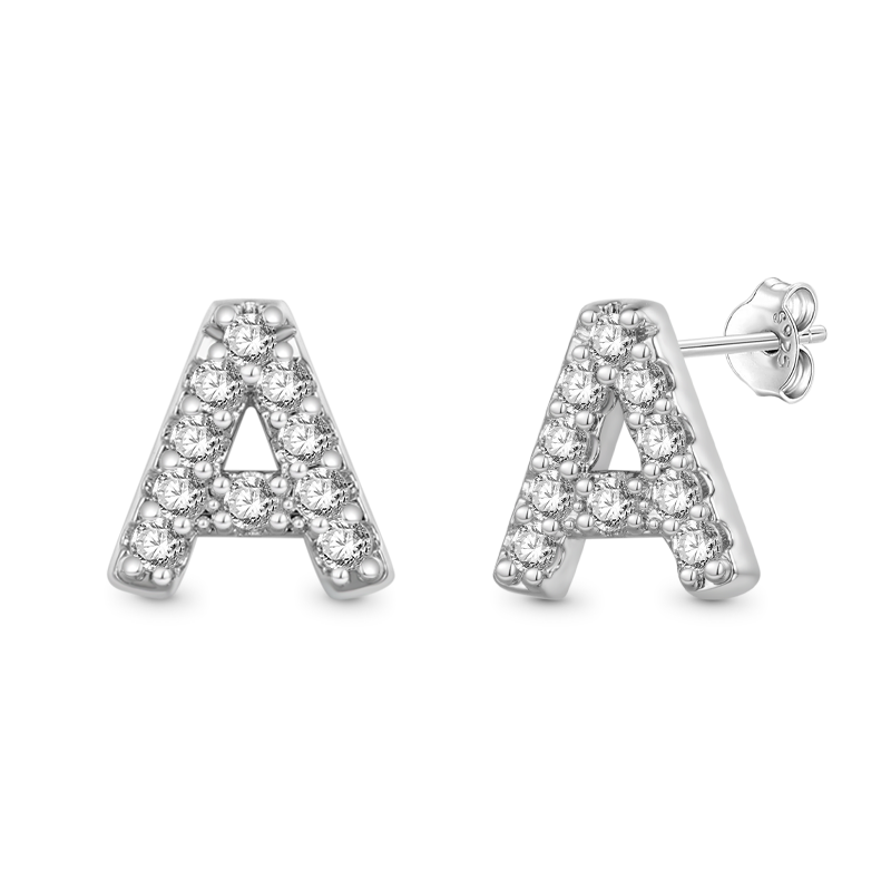 Gnoce Personalized Diamond Initial Letter Stud Earrings_2