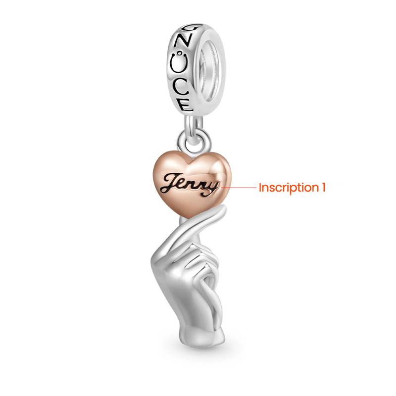 Gnoce Engravable Heart Gesture Pendant Dangle Charm_2
