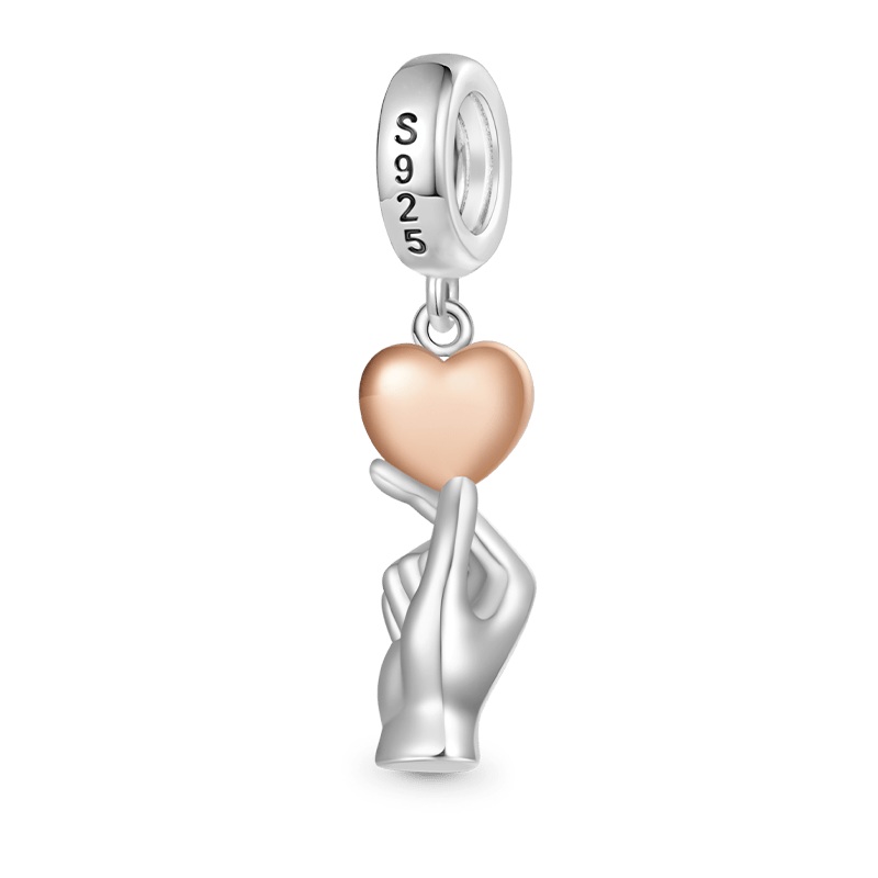 Gnoce Engravable Heart Gesture Pendant Dangle Charm_3