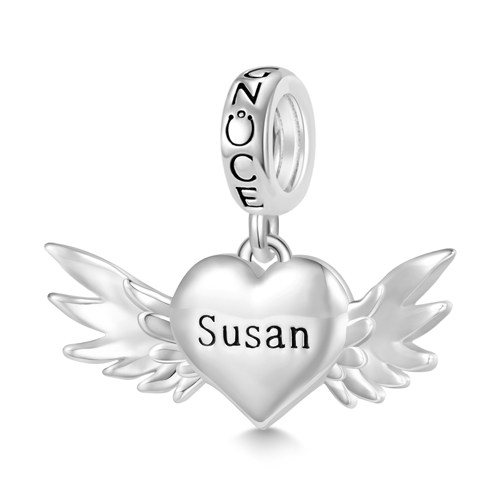 Gnoce Engravable Love Wings Pendant Dangle Charm_1