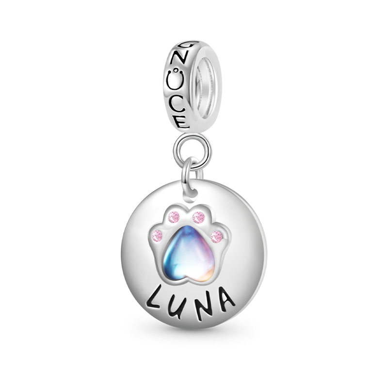 Gnoce Engravable Moonstone Pet Paws Pendant Dangle Charm_1