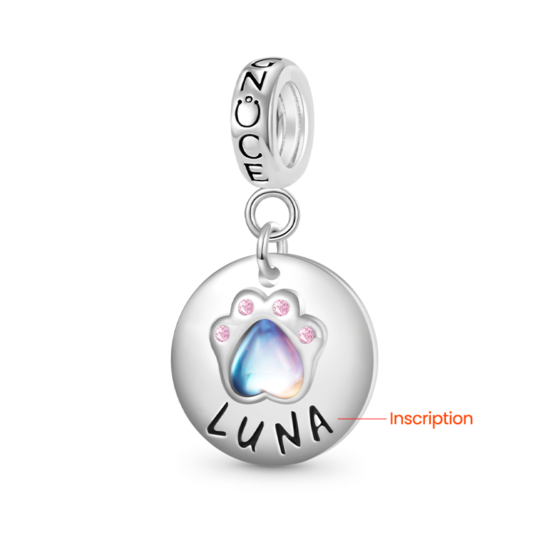 Gnoce Engravable Moonstone Pet Paws Pendant Dangle Charm_2