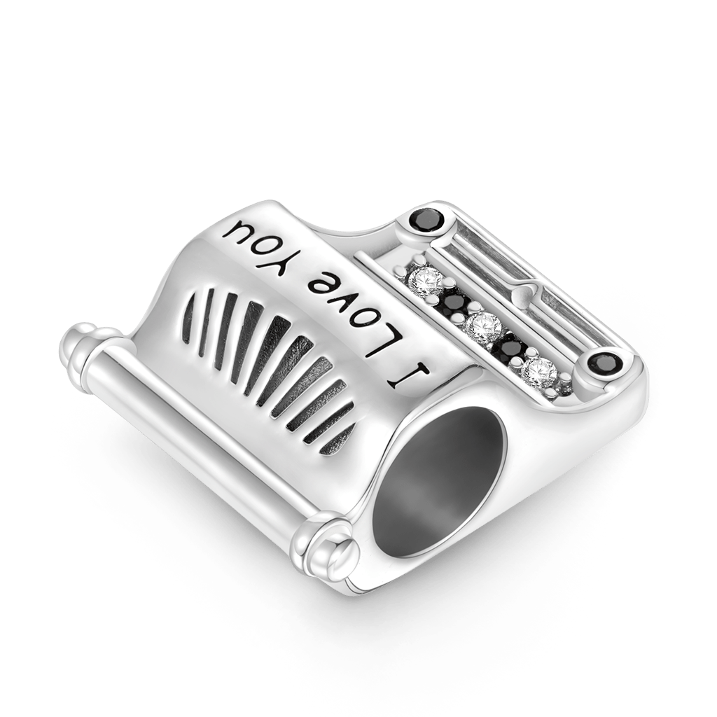 Gnoce "I Love You" Retro Black White Typewriter Charm_2
