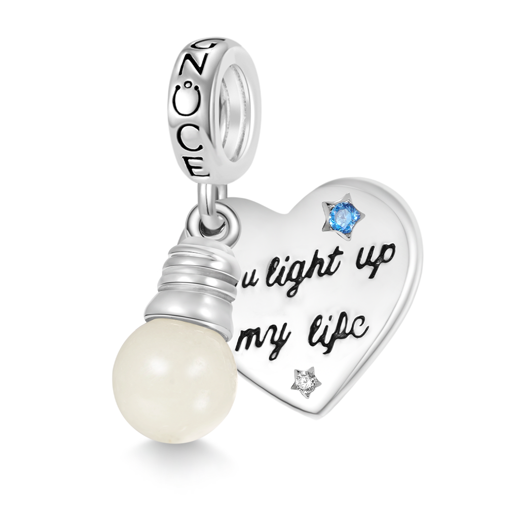Gnoce "You light up my life" Light Bulb Glow-in-the-Dark Pendant Dangle Charm_2