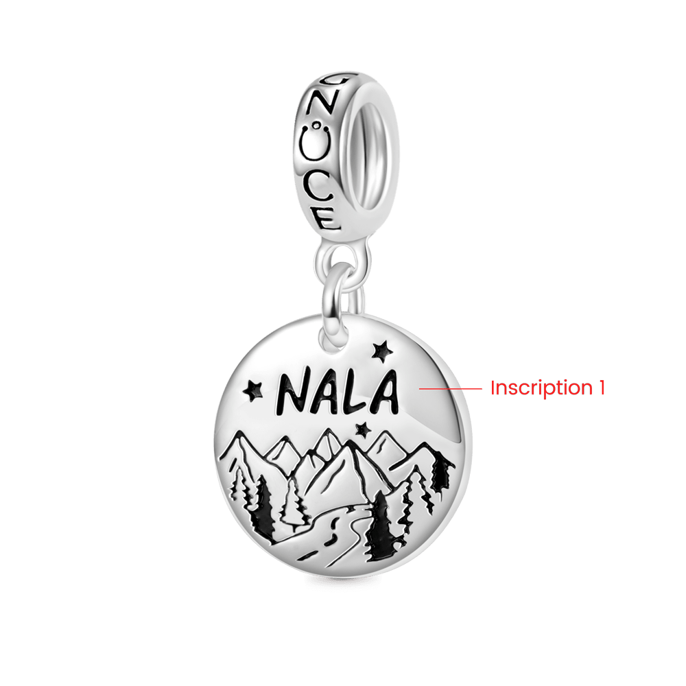 Gnoce Engravable Mountains Rivers Disk Pendant Dangle Charm_2