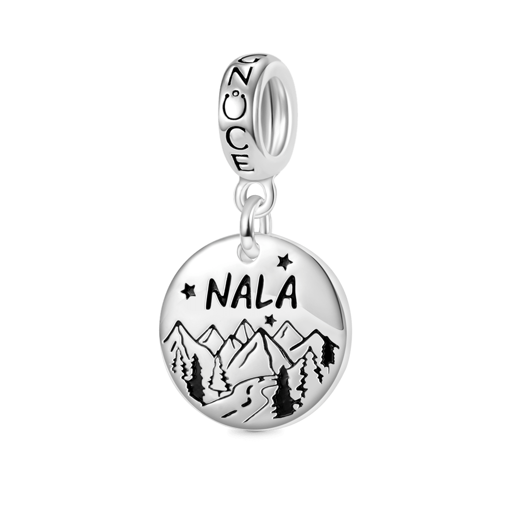 Gnoce Engravable Mountains Rivers Disk Pendant Dangle Charm_1
