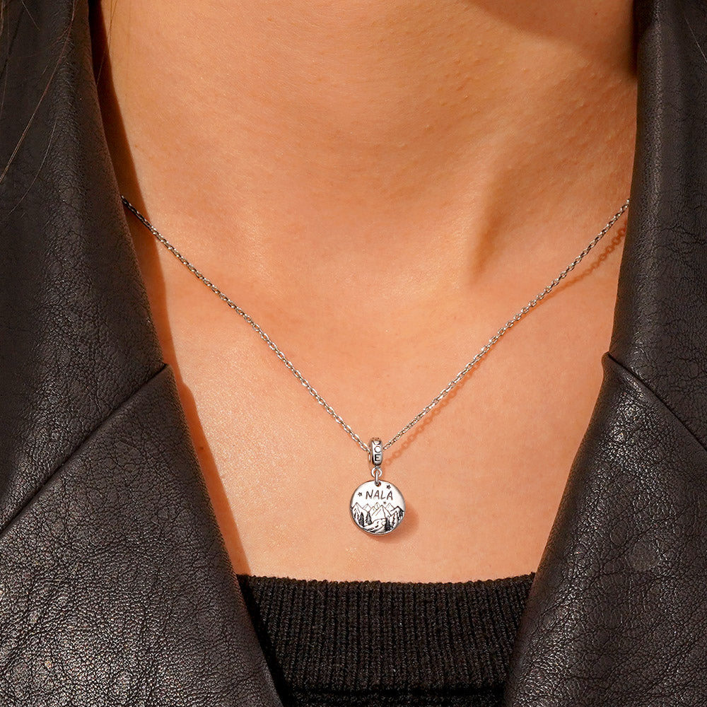 Gnoce Engravable Mountains Rivers Disk Pendant Dangle Charm_6